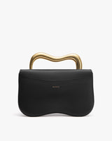 Bag with a wavy metal handle and minimalist design