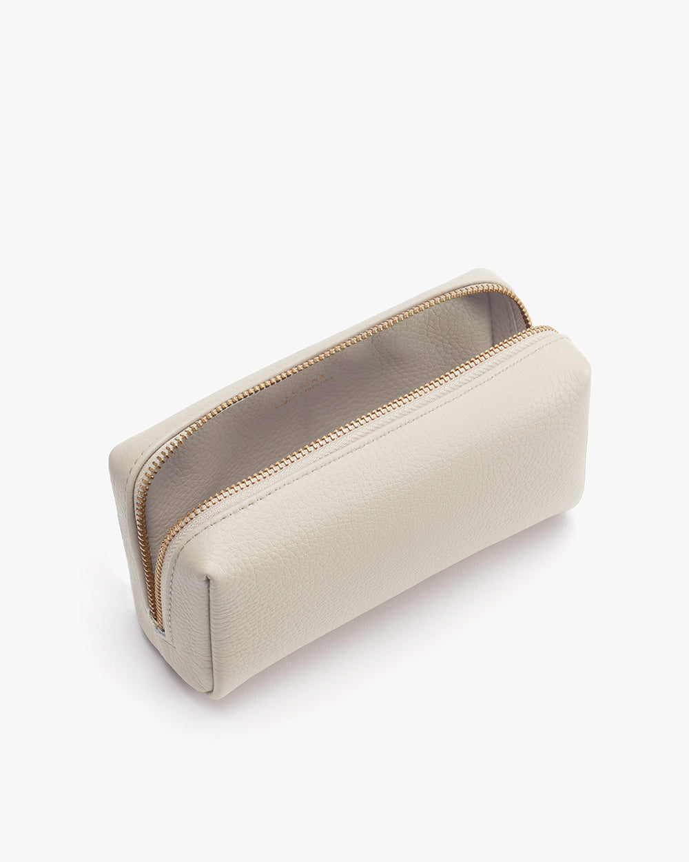 Tech Case Rectangular pouch with a zipper partially open on the top side.