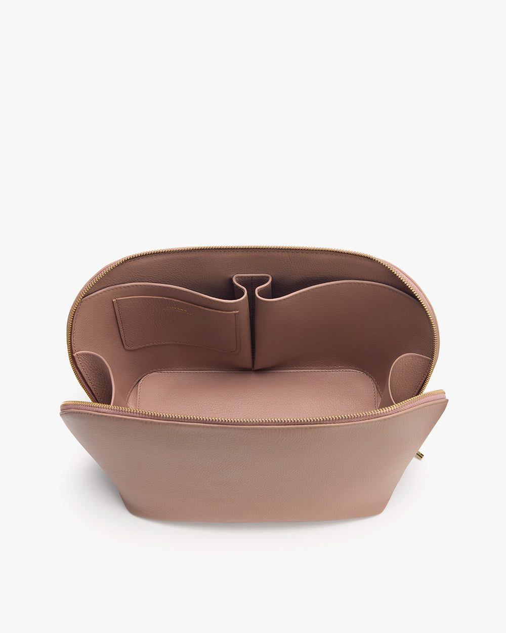 Voyager Travel Case Open pouch with multiple interior compartments.