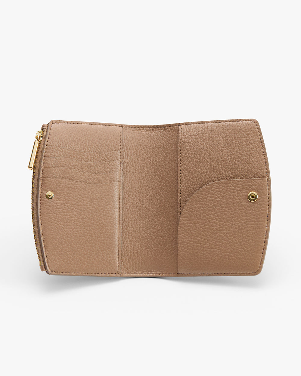 Passport Wallet Open wallet with multiple card slots and button closures shown flat on a surface.