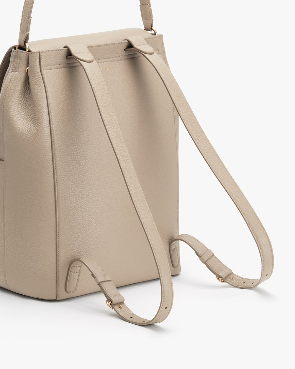 Leather Backpack 16-inch Backpack with adjustable straps and a visible compartment flap.