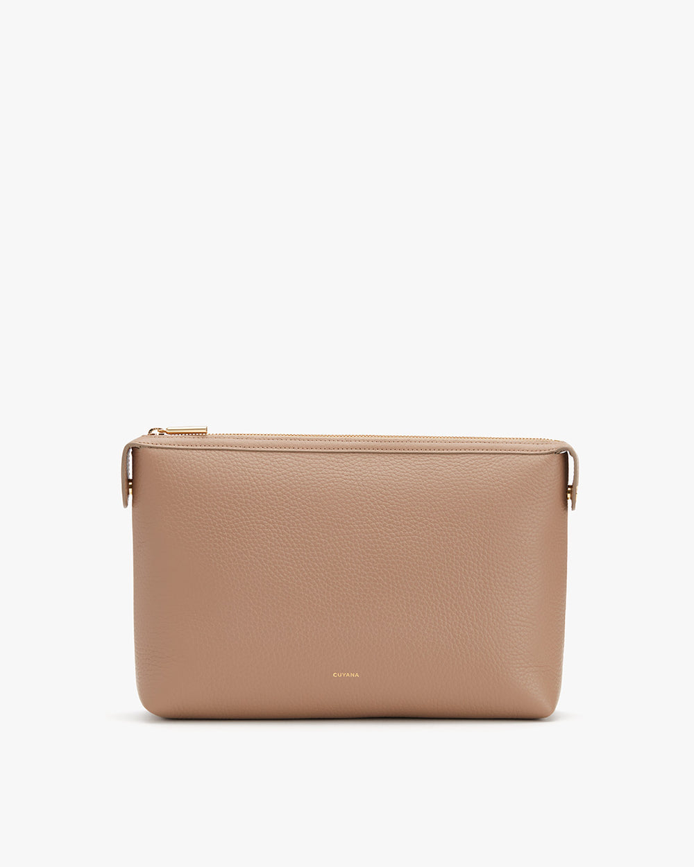 Rectangular clutch with zipper on a plain background