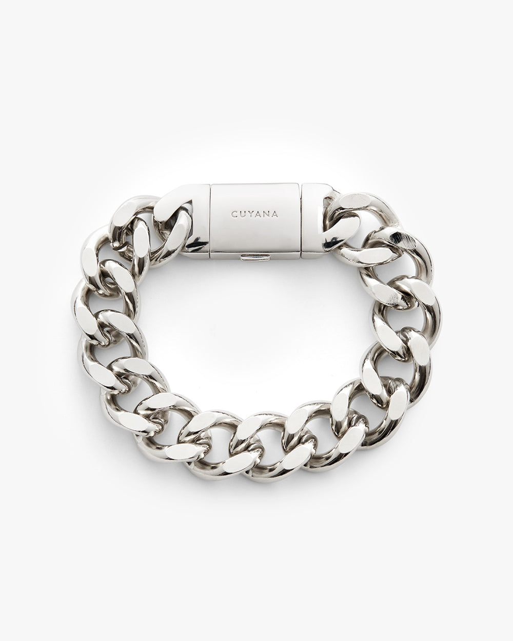 Metal bracelet with chunky links and a clasp closure