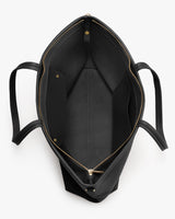 Open tote bag with a zip closure and two handles.