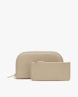 Two small pouches with zippers, one larger than the other.