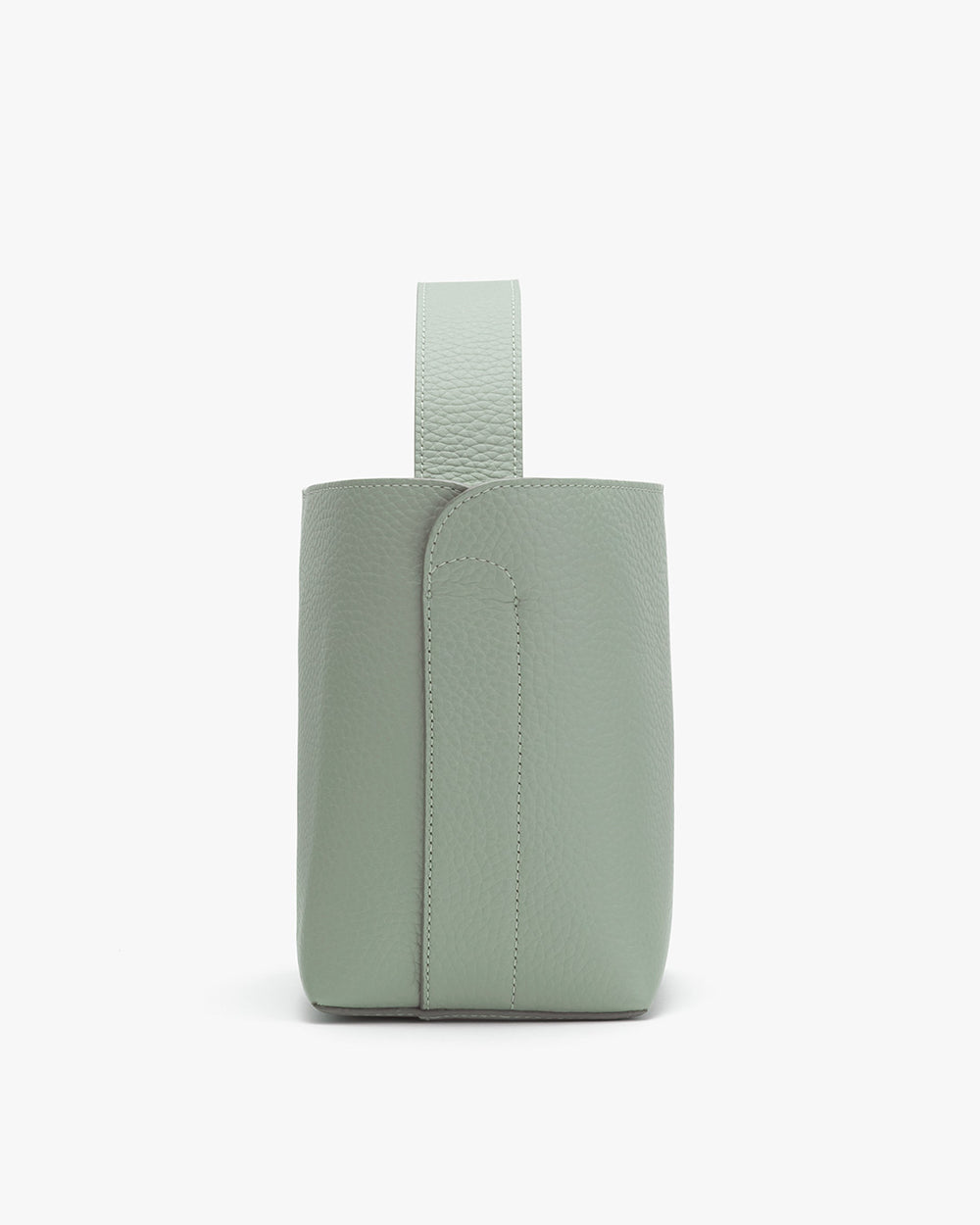 Backpack with single grab handle and visible stitching detail.