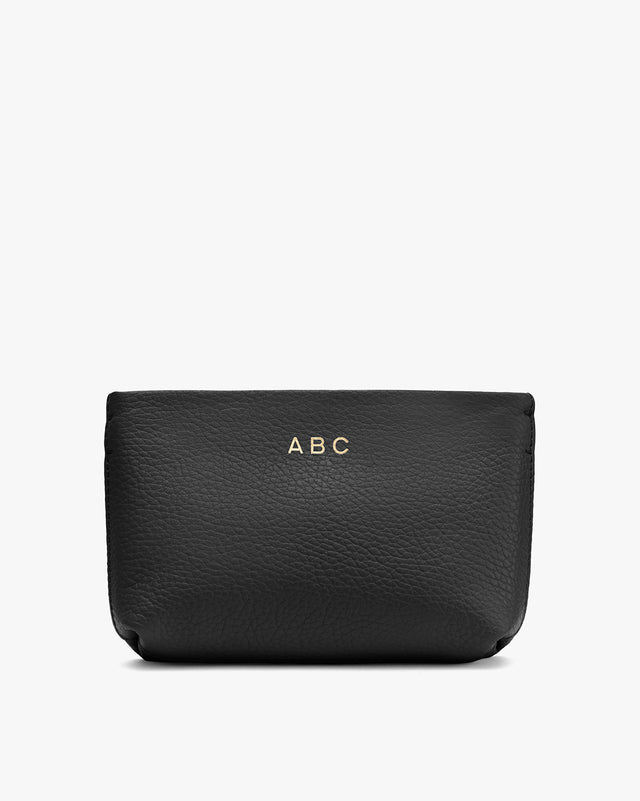 Personalized cosmetic bag with initials ABC on the front.