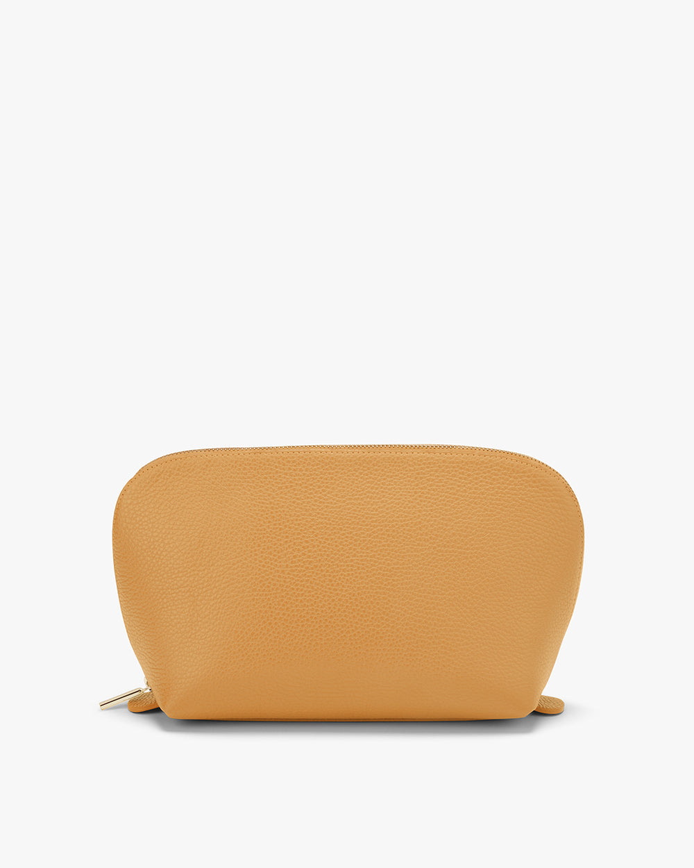 Small zippered pouch standing on a flat surface.