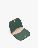 Small open wallet with a button closure