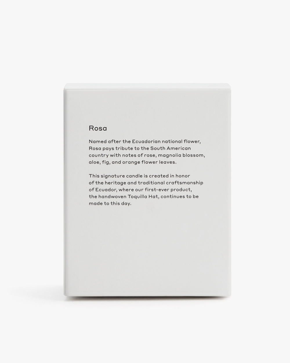 Box with descriptive text about a signature candle named Rosa.