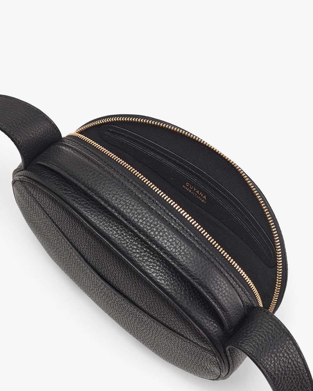 Open waist bag with visible zipper and strap.