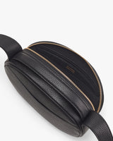 Open waist bag with visible zipper and strap.