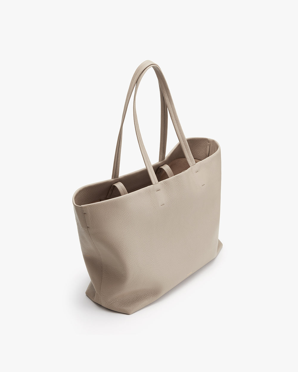 Standing tote bag with two handles and a plain design.