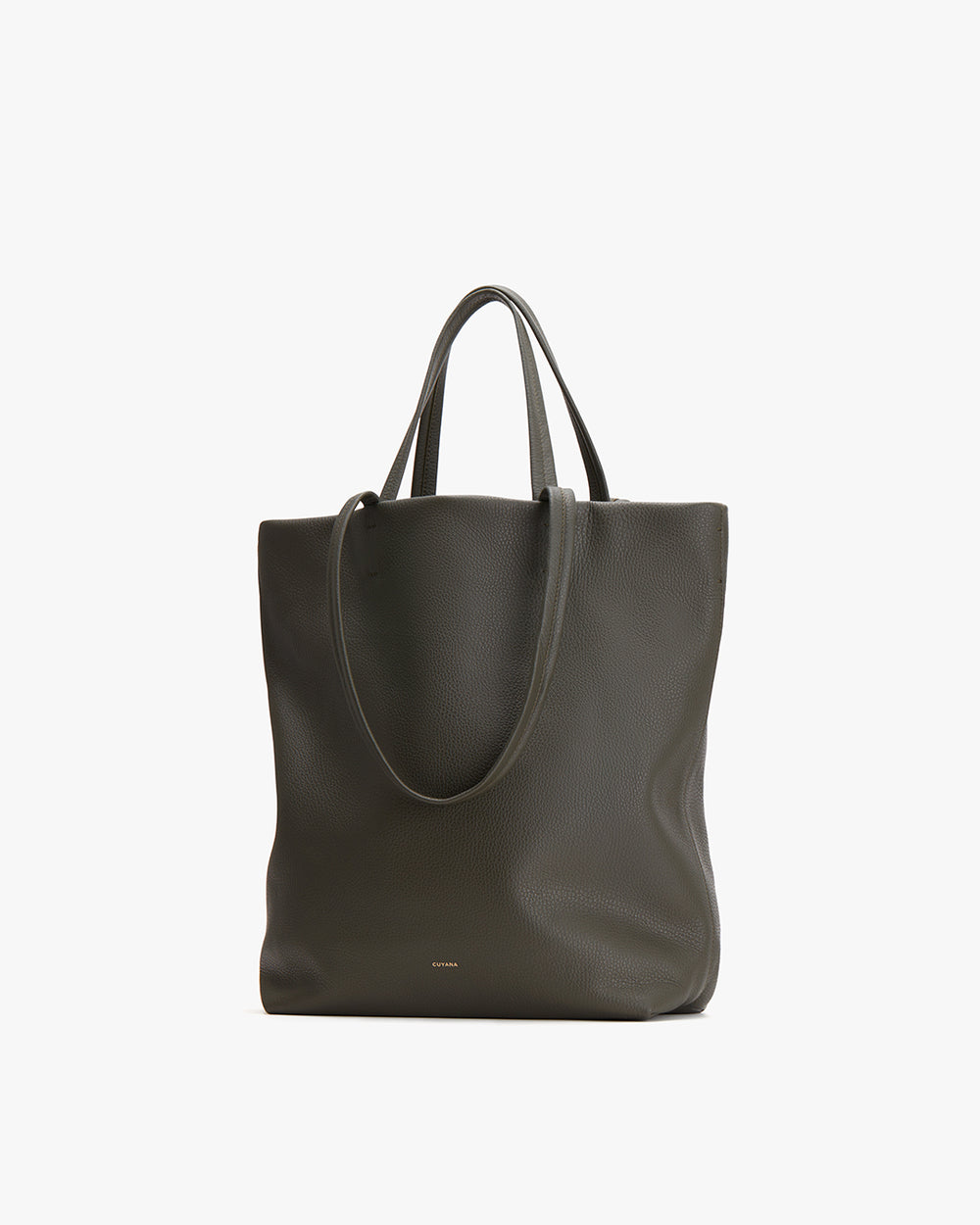 Tote bag with two handles standing upright.