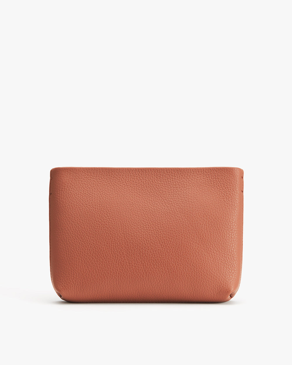Small textured pouch standing upright on plain background