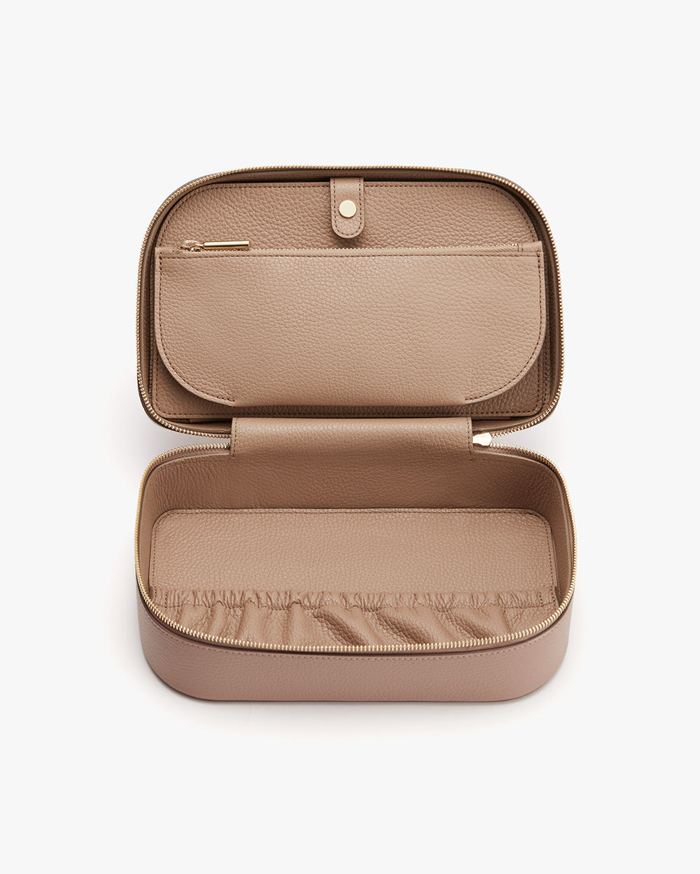 Open jewelry box on a plain background