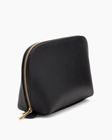 Zippered pouch on a plain background.