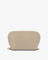 Small zippered pouch standing upright on a plain background.