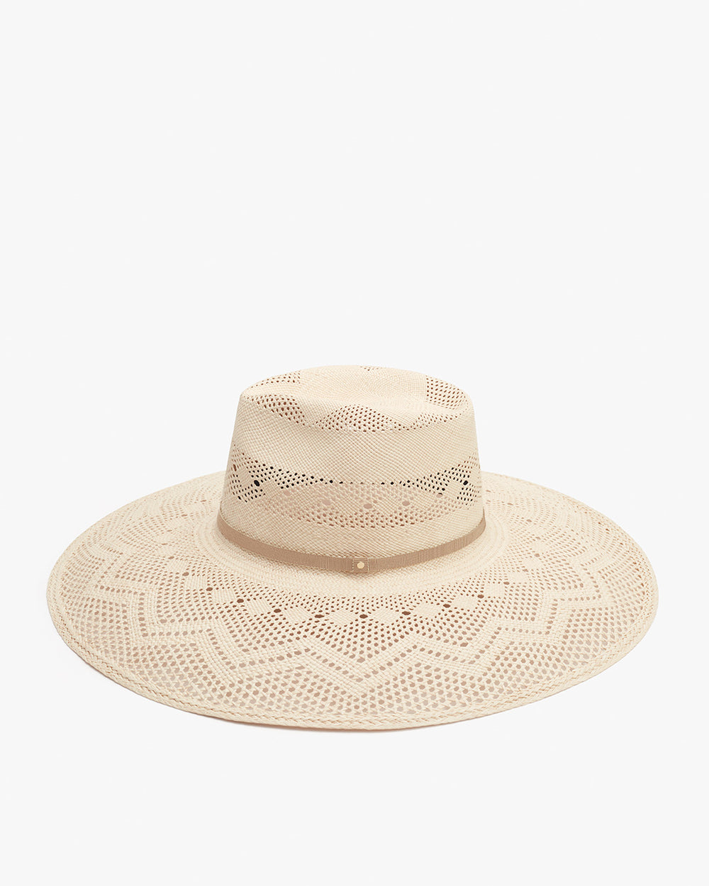 Open Weave Wide Brim Ecuador Hat Wide-brimmed hat with a patterned design