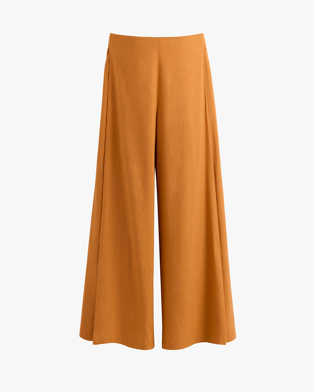 Wide-leg pants with a high waist.
