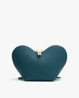 Heart-shaped pouch with a zipper on top.