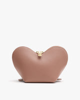Heart-shaped pouch with zipper closure on a white background.