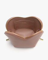 Open makeup bag with zipper and interior pocket visible