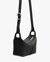 Small shoulder bag with strap and zipper closure
