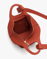Open handbag with zipper and small interior pocket