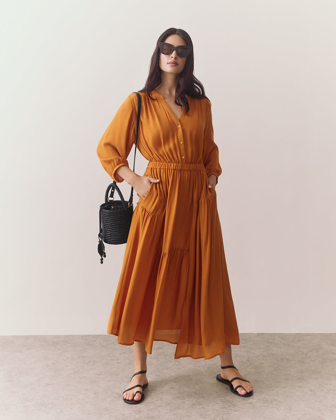 Tencel Gathered Panel Dress – Cuyana