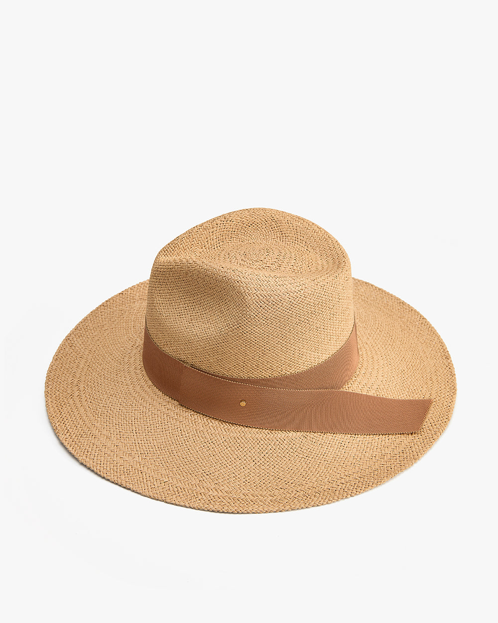 Wide-brimmed hat with a ribbon band