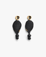 Woven earrings with golden stud and drop detail