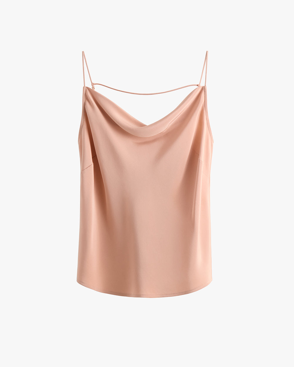 Sleeveless top with a cowl neckline and thin straps.