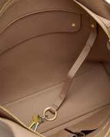 Open bag interior with keyring and keys attached