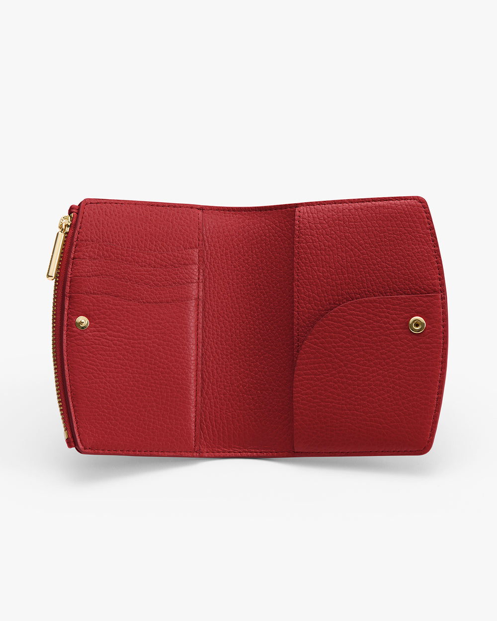 Passport Wallet Open wallet with multiple compartments and a zipper pocket.