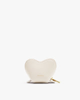 Heart-shaped coin purse with a zipper at the bottom.