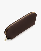 Rectangular zippered pouch with a textured finish.