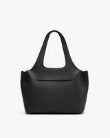 Tote bag with curved handles and a front pocket.