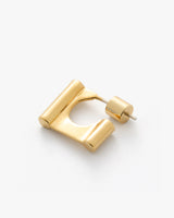 Square-shaped metal earring with a post back.