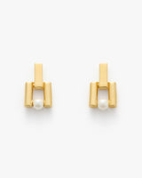 Geometric drop earrings with pearl accents