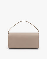 Rectangular handbag with a top handle.