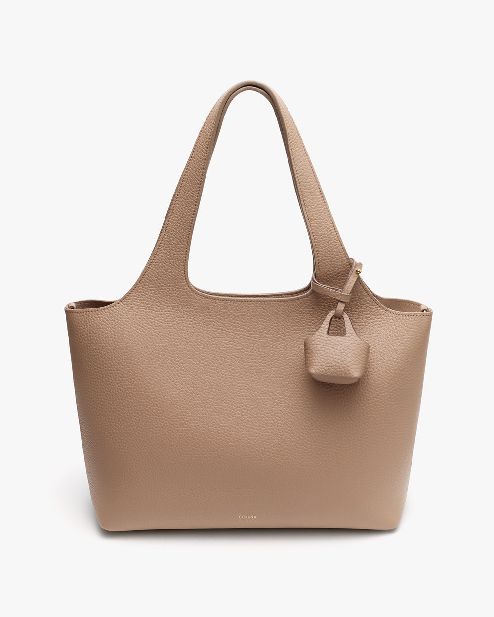 System Tote Charm Tote bag with attached mini pouch and two handles.