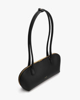 Handbag with long handles and zipper closure