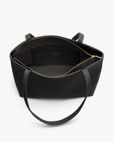 Open tote bag with long handles and an inner zippered pocket.