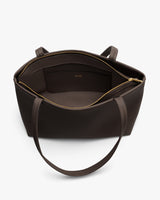 Open tote bag with zipper and interior pocket visible