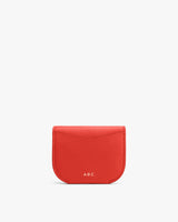 Small leather wallet with initials ABC displayed on front.
