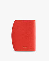 Wallet standing upright on a plain background.
