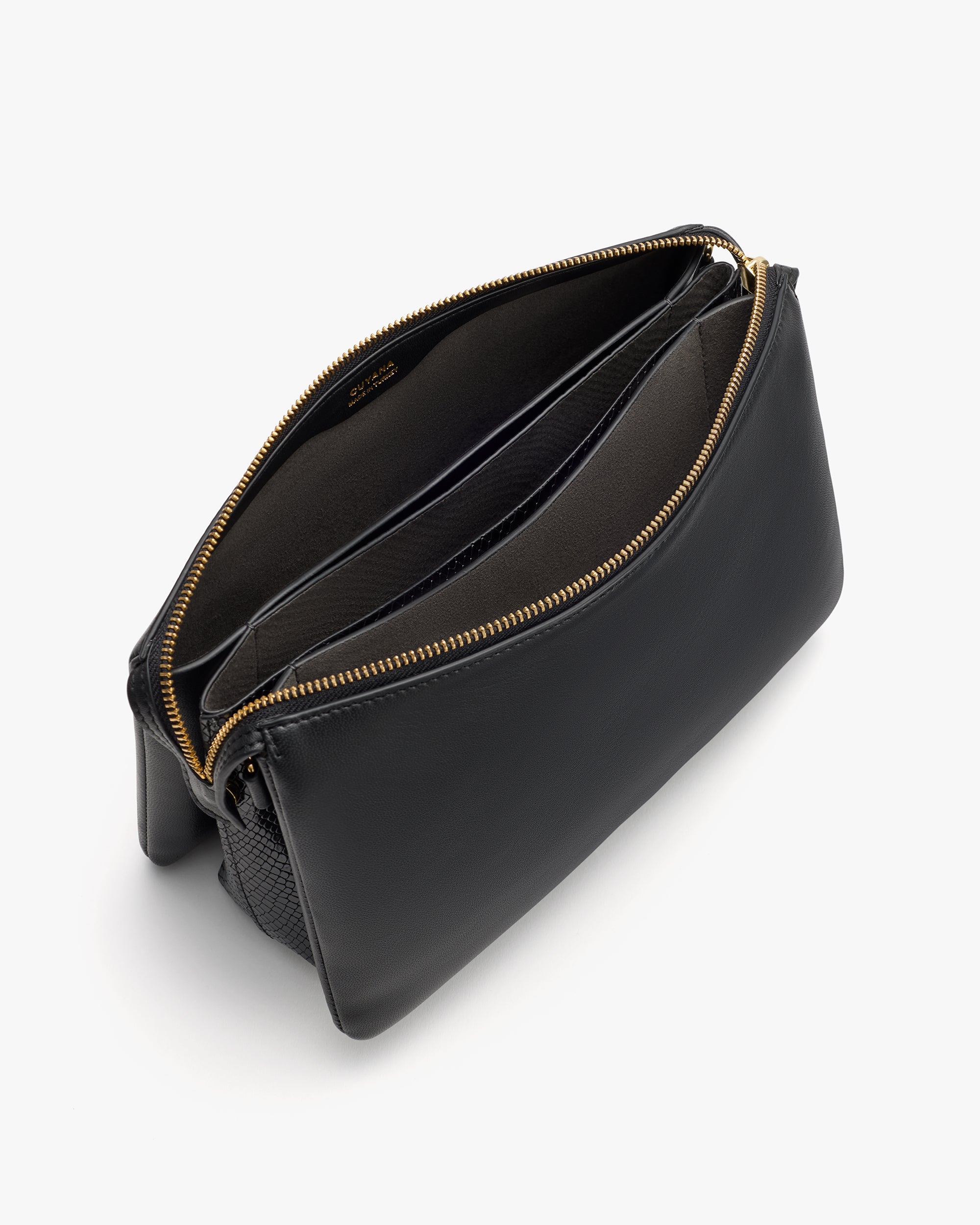 bbbllllaaahhh 3-WAY CLUTCH BAG ブラック Tria Clutch (Lamb/Snake) – Cuyana