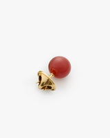 Single stud earring with a round bead and gold back.