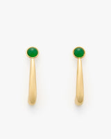 Drop earrings with a round green stone accent